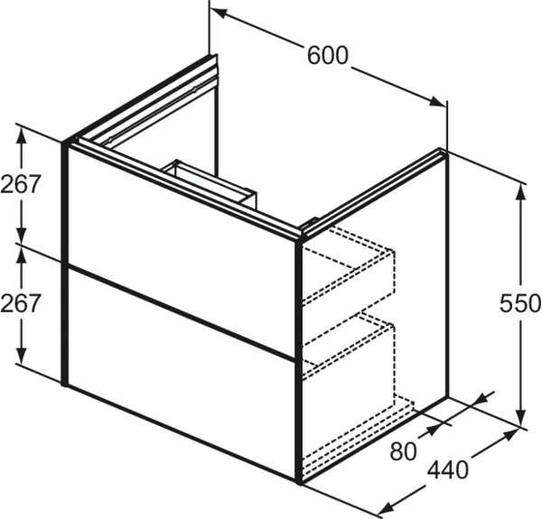 Ideal Standard Waschtischunterschrank „Conca“ 60 × 54,3 × 44 cm Eiche geflammt Furnier Ideal Standard Waschtischunterschrank „Conca“ 60 × 54,3 × 44 cm Eiche geflammt Furnier