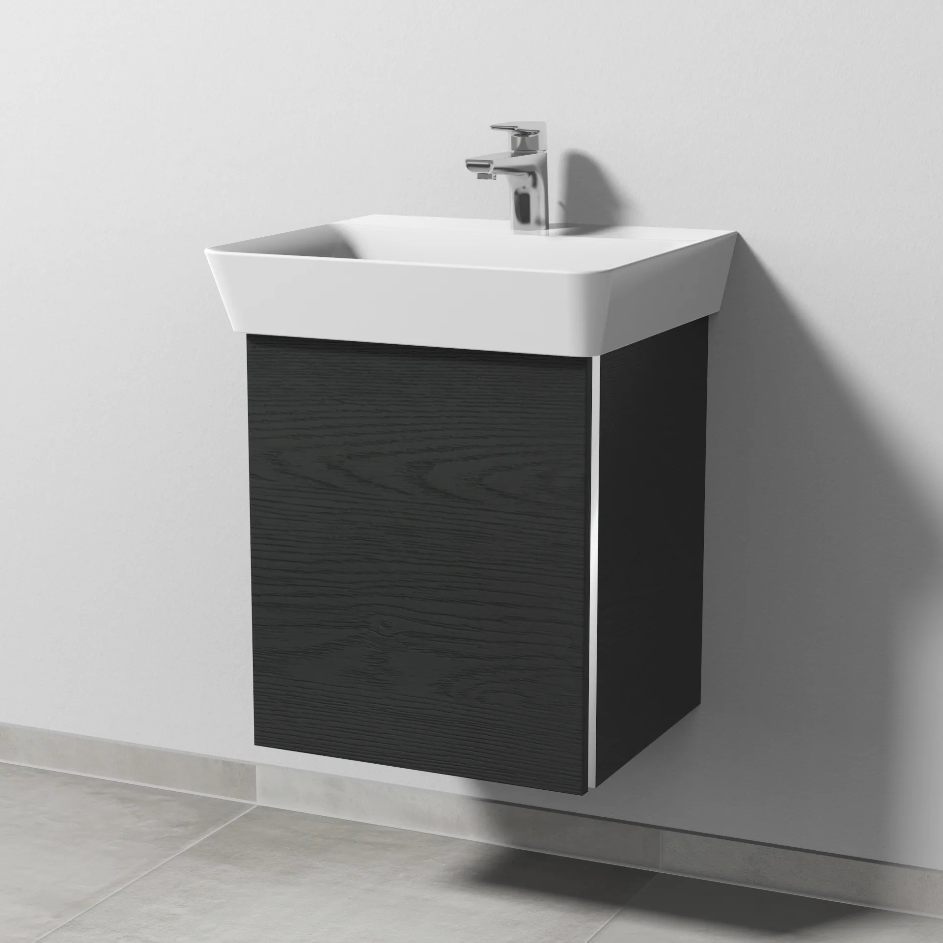 Sanipa Waschtischunterschrank „3way“ 430 × 513 × 392 mm in Black Oak, Anschlag links Sanipa Waschtischunterschrank „3way“ 430 × 513 × 392 mm in Black Oak, Anschlag links
