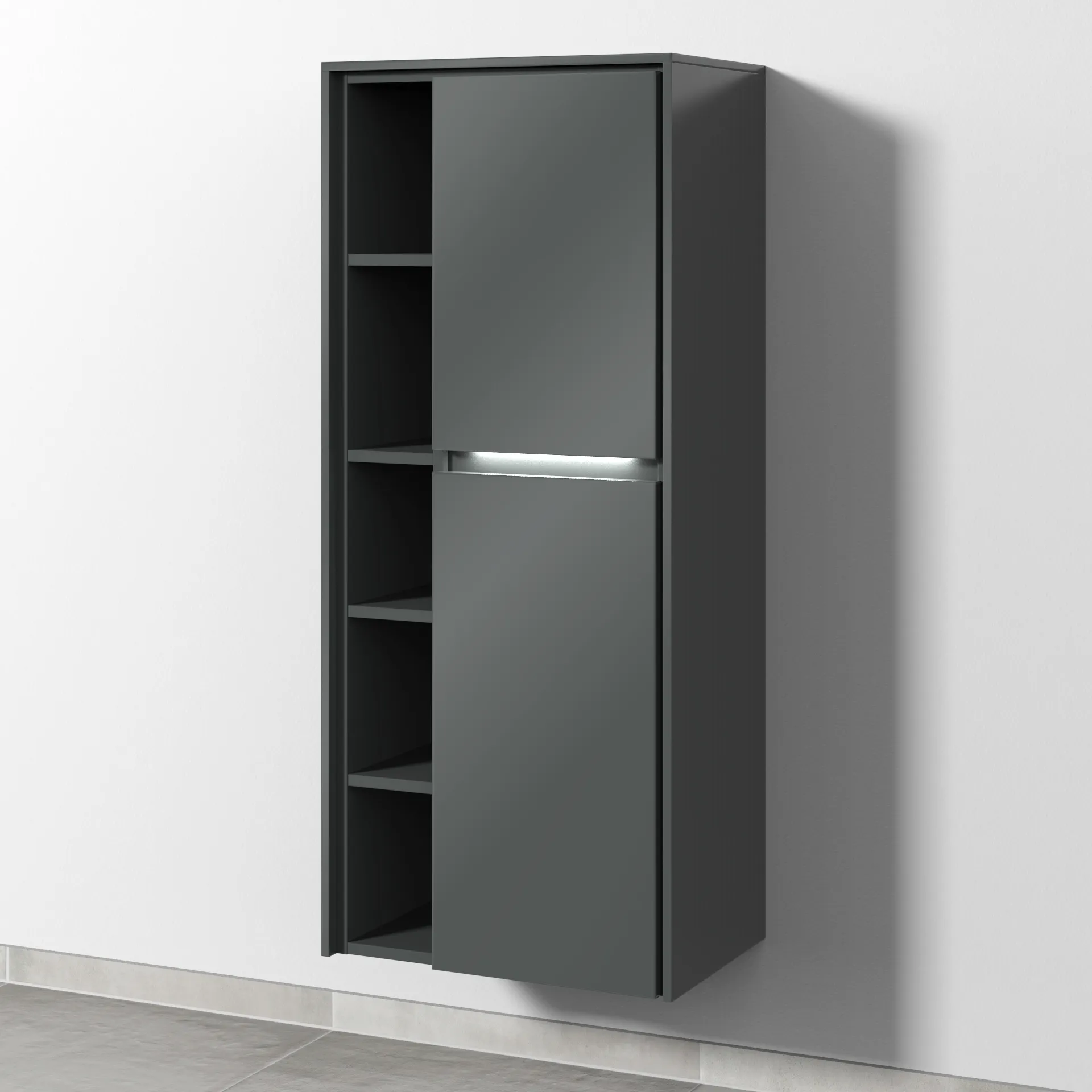 Sanipa Hochschrank „Twiga“ 525 × 1241 × 350 mm in Weiß (glanz), Anschlag rechts, mit Beleuchtung