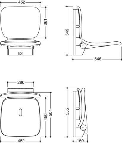 Klappsitz „Serie 802 LifeSystem“ in Signalweiß glänzend / Signalweiß matt Klappsitz „Serie 802 LifeSystem“ in Signalweiß glänzend / Signalweiß matt