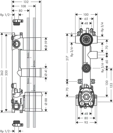 Hansgrohe AXOR Citterio E Grundkörper für Thermostatmodul 380⁄120 Unterputz 3 Verbraucher Hansgrohe AXOR Citterio E Grundkörper für Thermostatmodul 380⁄120 Unterputz 3 Verbraucher