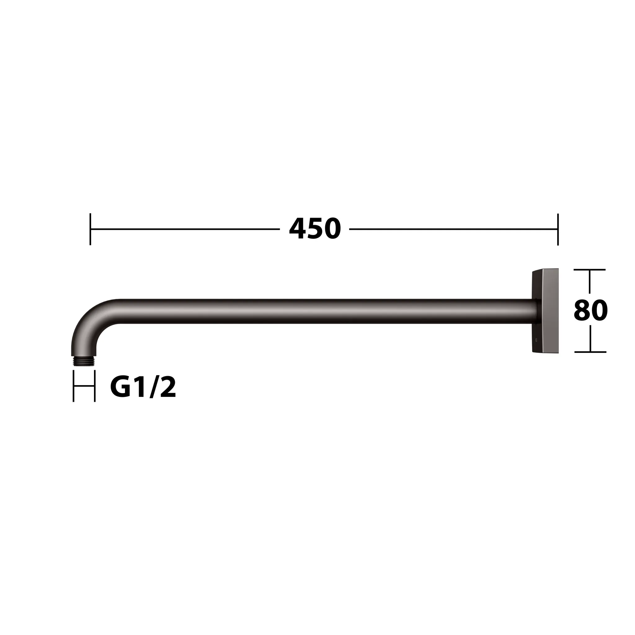 Brausen und Brausezubehör Brausearm Wandanschluss Ausladung 450 mm Titanschwarz gebürstet