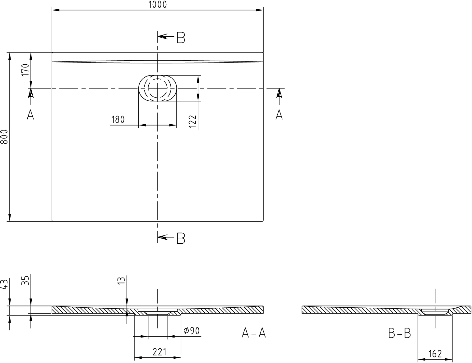 Villeroy & Boch Duschwanne Ecora UDA1080ERA2LV, rechteckig, 1000 x 800 mm, Höhe 35 mm, weiß Alpin, glänzend, ohne Rutschhemmung, ohne Füßengestell, ohne Wannenträger Villeroy & Boch Duschwanne Ecora UDA1080ERA2LV, rechteckig, 1000 x 800 mm, Höhe 35 mm, weiß Alpin, glänzend, ohne Rutschhemmung, ohne Füßengestell, ohne Wannenträger