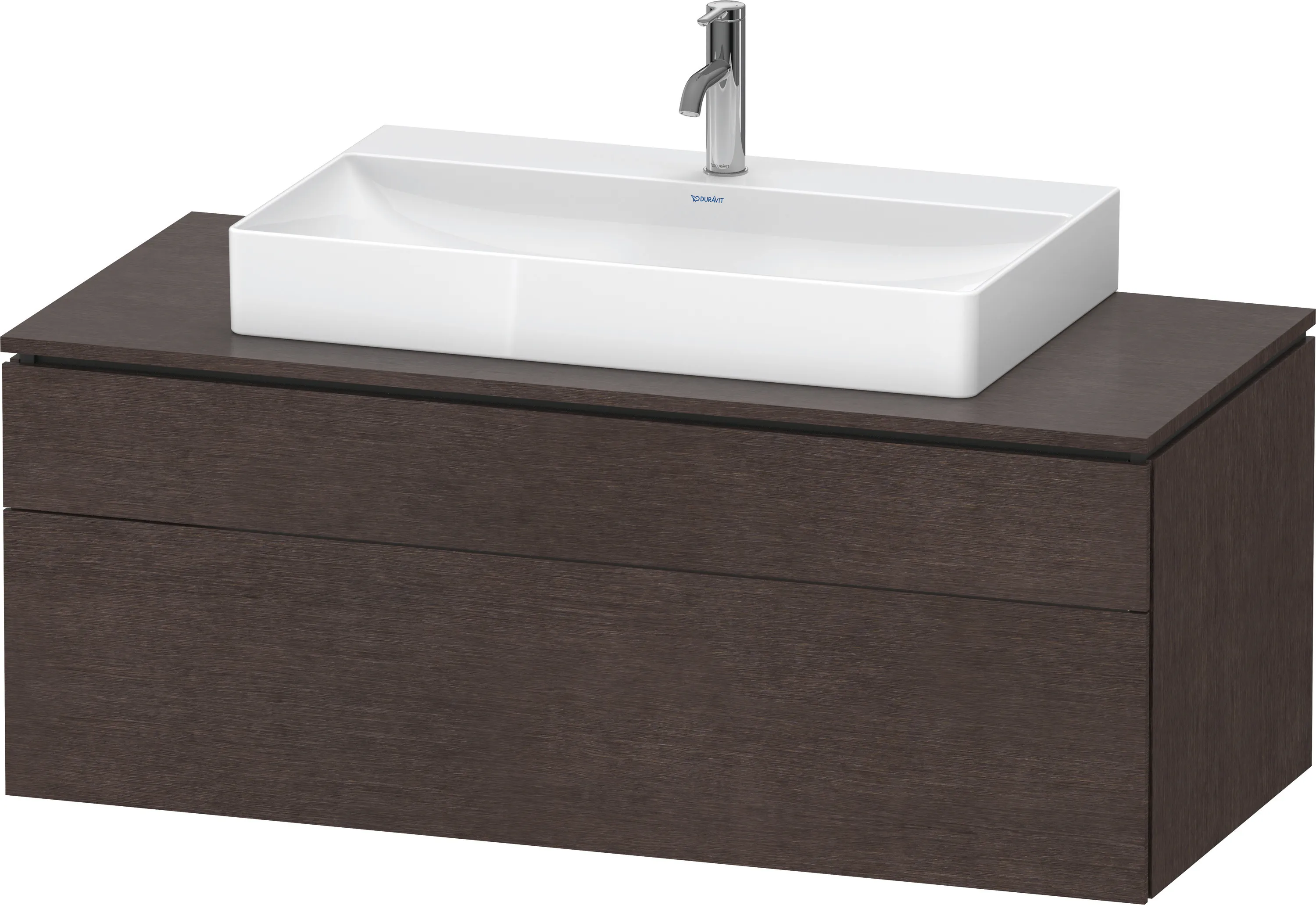 Duravit Waschtischunterschrank wandhängend „L-Cube“ 122 × 48,2 × 55 cm Eiche Dunkel gebürstet, mittig Duravit Waschtischunterschrank wandhängend „L-Cube“ 122 × 48,2 × 55 cm Eiche Dunkel gebürstet, mittig
