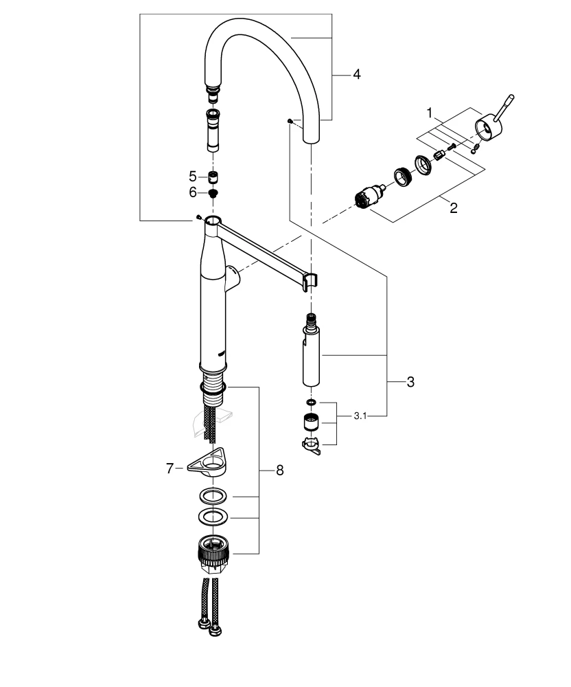 Einhand-Spültischbatterie Essence 30294, Einlochmontage, herausziehbare SpeedClean Profibrause, hard graphite