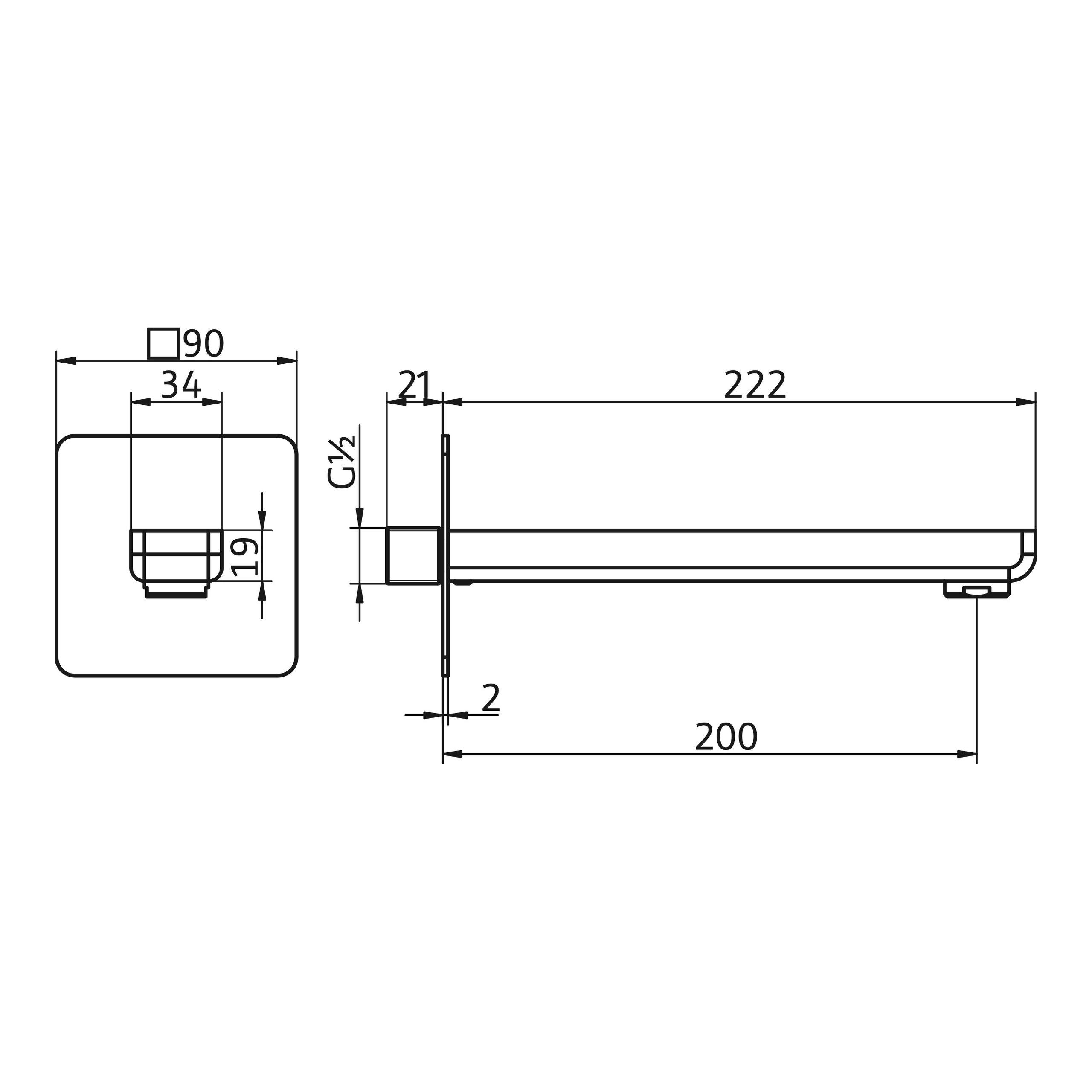 HSK Wannenfüller „Softcube“ Ausladung 200 mm in chrom HSK Wannenfüller „Softcube“ Ausladung 200 mm in chrom