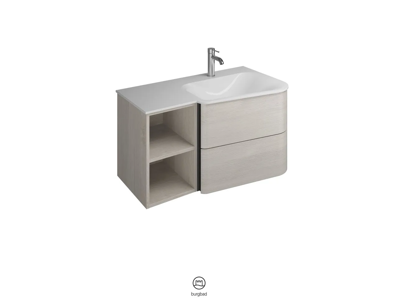 burgbad Badmöbelset „Badu“ Griffleiste, Schwarz, in Veloursgrau Softmatt burgbad Badmöbelset „Badu“ Griffleiste, Schwarz, in Veloursgrau Softmatt