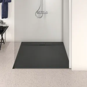 Ideal Standard Quadrat-Brausewanne Ultra Flat S i.life in Schiefer, 1200x1200x30 mm, rutschfest, bodengleich einbaubar