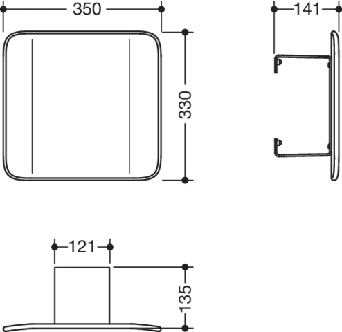 Rückenstütze Sys 900, Wandmontage pulverbeschichtet weiß tiefmatt/wem Rückenstütze Sys 900, Wandmontage pulverbeschichtet weiß tiefmatt/wem