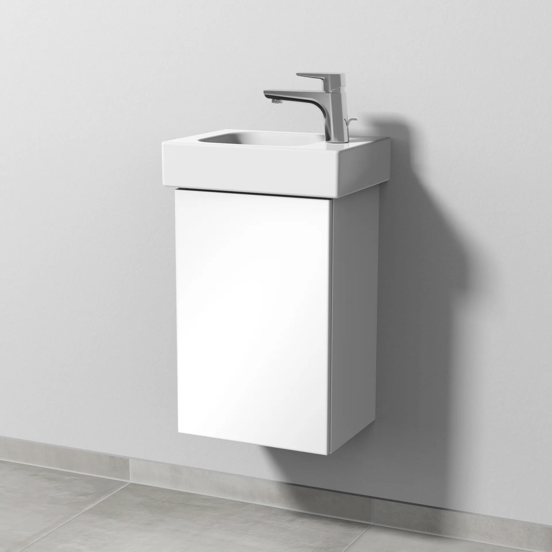 Sanipa Waschtischunterschrank „3way“ passend zu Keramik-Waschtische iCon von Geberit 335 × 523 × 267 mm in Weiß (glanz), Anschlag links