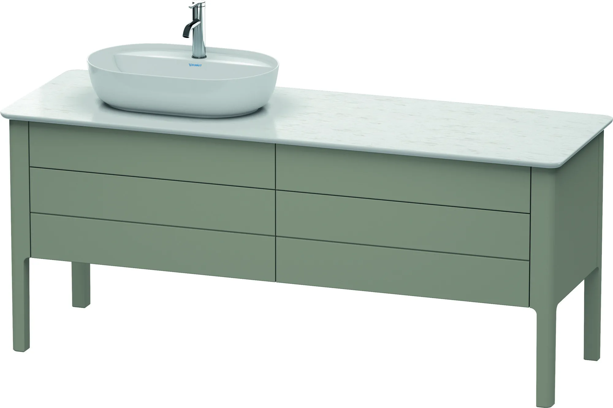 Duravit Waschtischunterschrank bodenstehend „Luv“ 173,3 × 74,3 × 57 cm Steingrau Seidenmatt Becken: links / Front- & Korpusfarbe: Steingrau Seidenmatt / Größe: 173,3 × 57 × 74,3 cm / Schubladen: 4