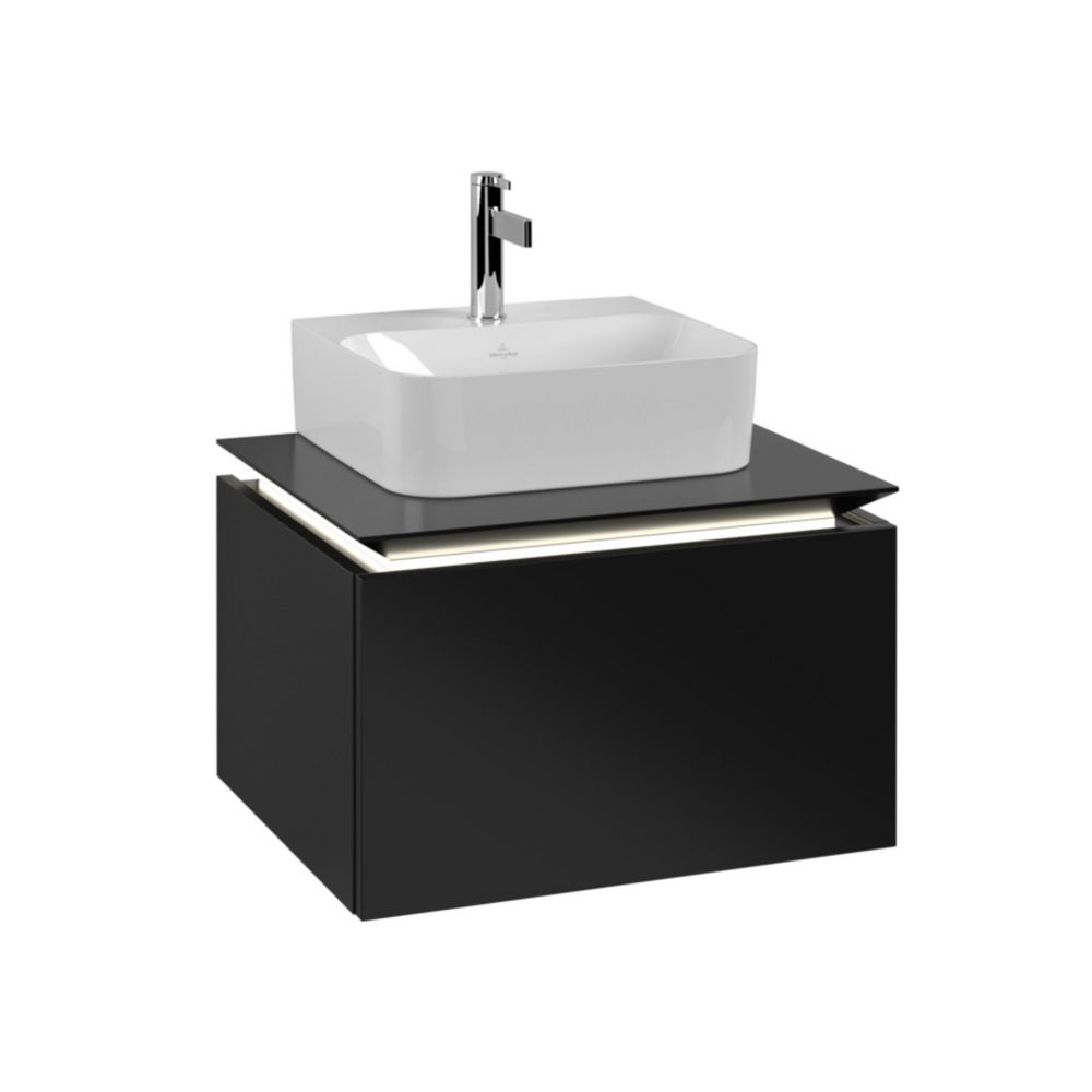 „Legato“ Waschbeckenunterschrank 60 × 38 × 50 cm inkl. LED-Beleuchtung, schwarz matt Sonderangebot