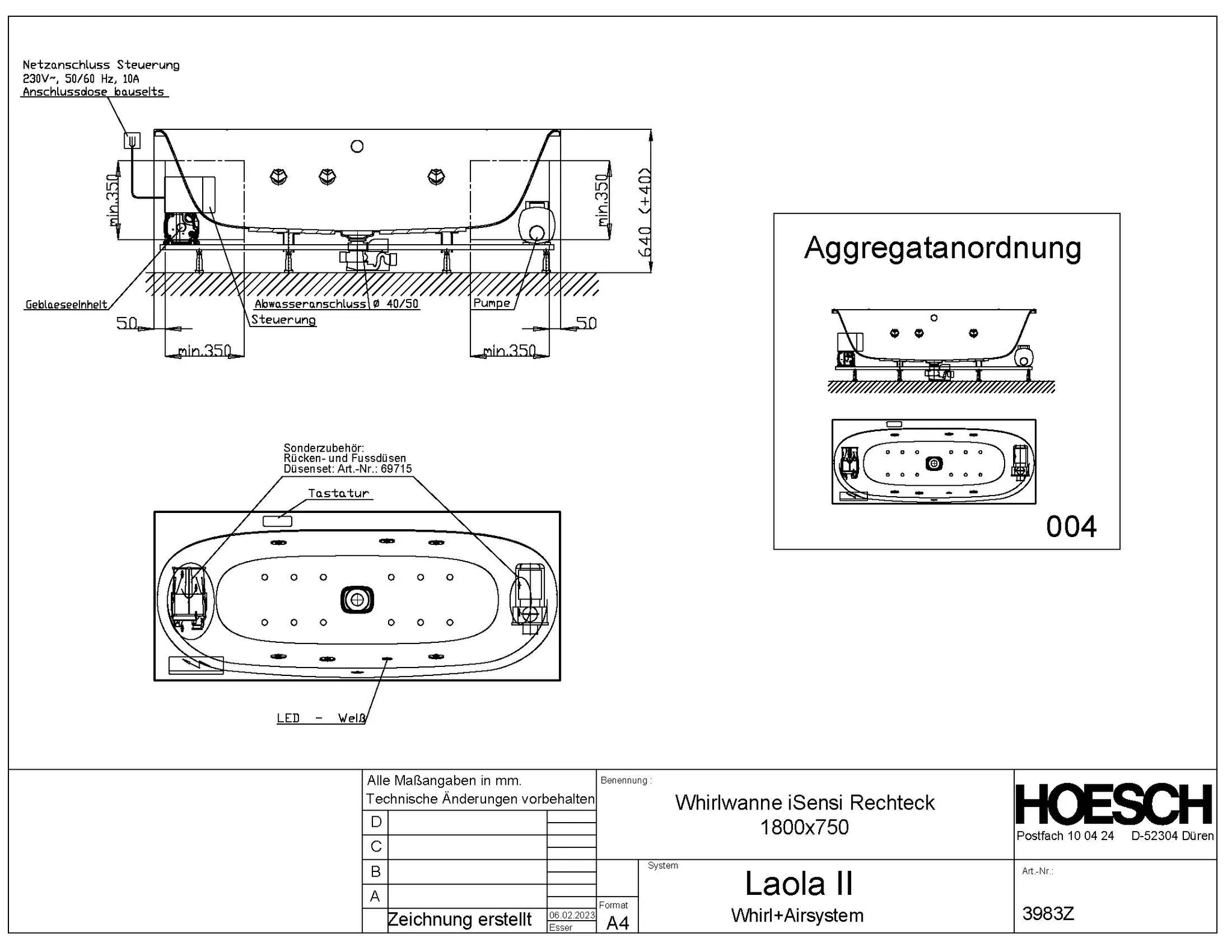 Hoesch Whirlwanne „iSensi“ mit Whirlsystem „Laola II“ rechteck 1800 × 750 mm mit Laola II, in Weiß Hoesch Whirlwanne „iSensi“ mit Whirlsystem „Laola II“ rechteck 1800 × 750 mm mit Laola II, in Weiß