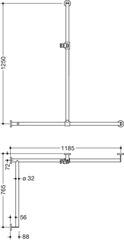 HEWI Haltegriff Ausführung links „System 900“ in Anthrazitgrau HEWI Haltegriff Ausführung links „System 900“ in Anthrazitgrau