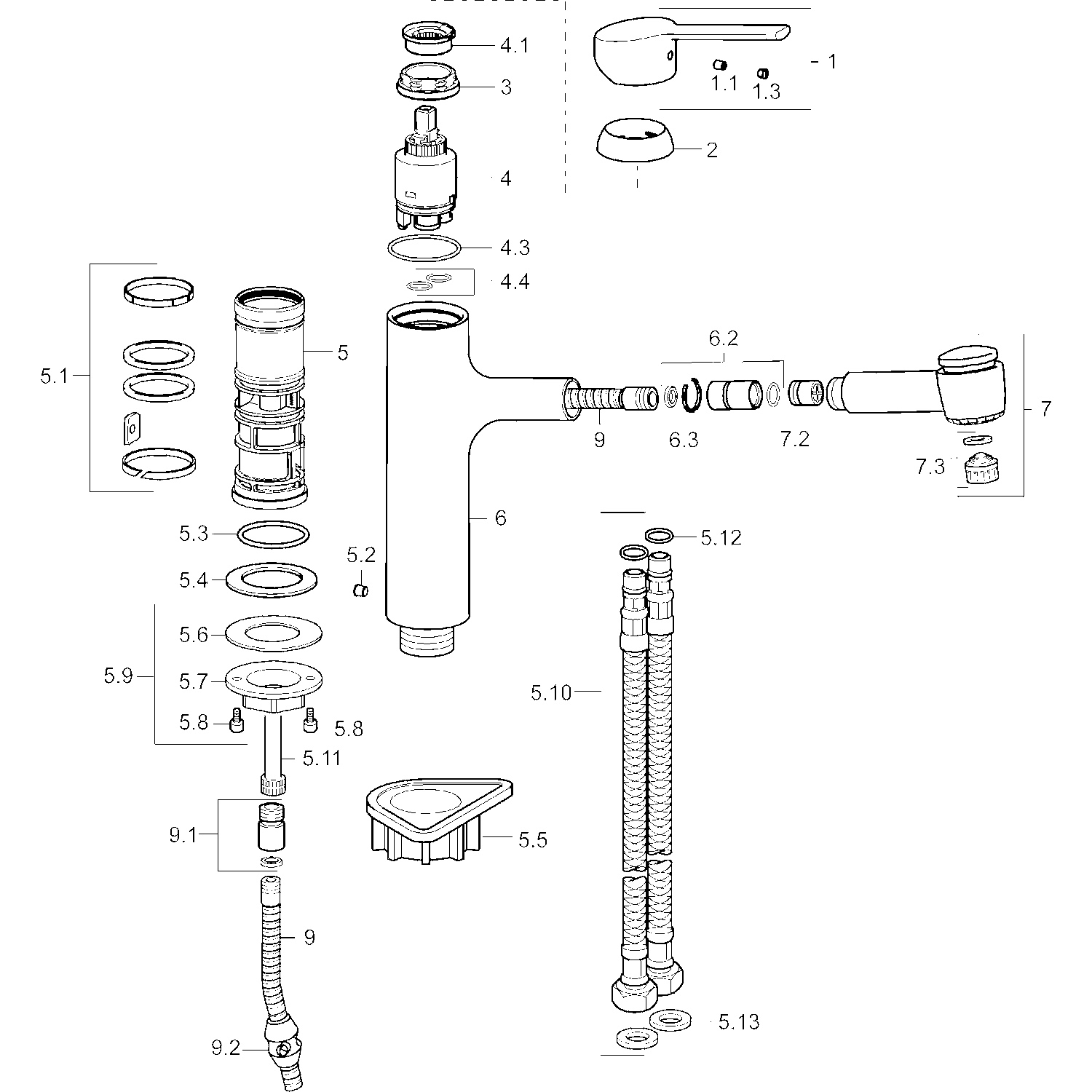 HA Einhebelmischer Küchenarmatur HANSARONDA 0338 2-strahlig Ausladung 200 mm DN15 Chrom