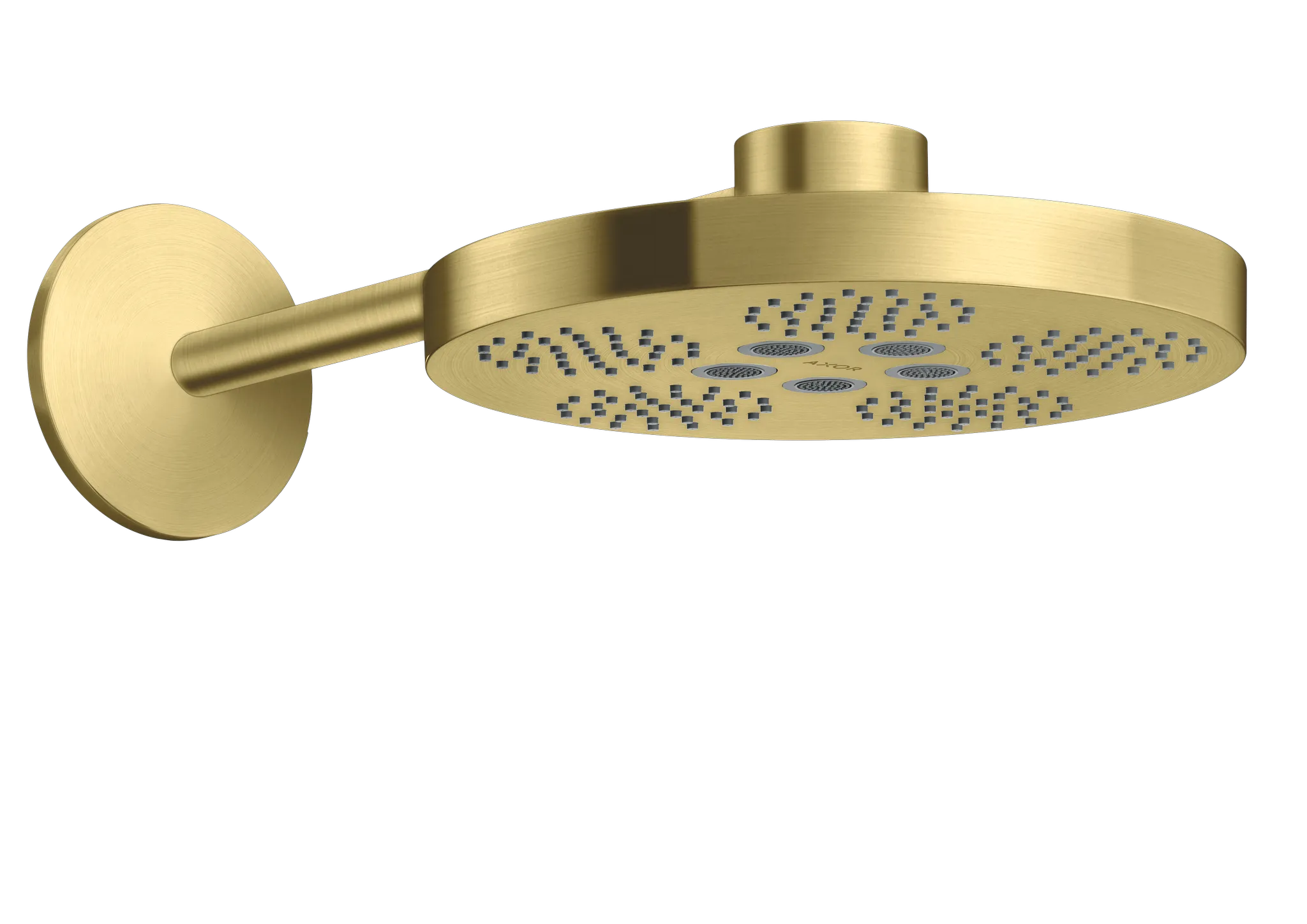 Hansgrohe AXOR One Kopfbrause 280 2jet mit Brausearm BB, Brushed Brass, 389 mm, DN15, für Durchlauferhitzer geeignet Hansgrohe AXOR One Kopfbrause 280 2jet mit Brausearm BB, Brushed Brass, 389 mm, DN15, für Durchlauferhitzer geeignet