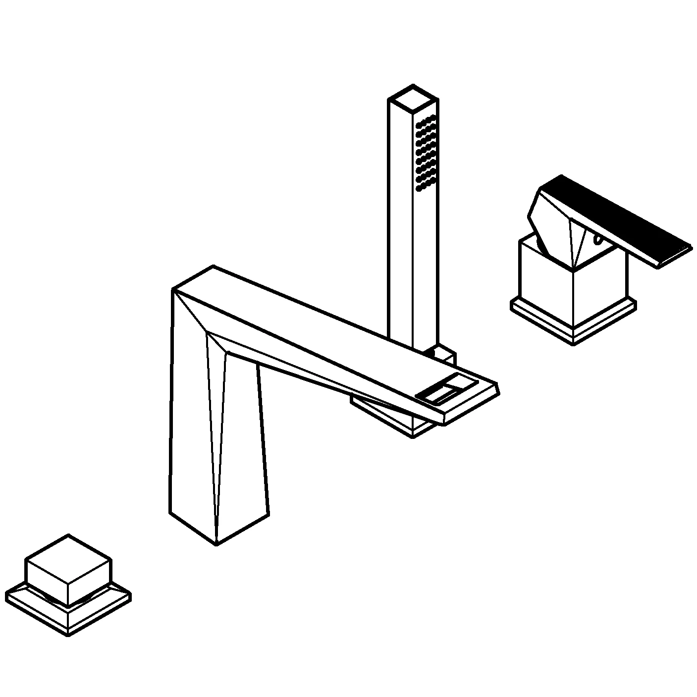4-Loch-Einhand-Wannenkombination Allure Brilliant Private Collection 29523, Griff mit Rändelstruktur, chrom 4-Loch-Einhand-Wannenkombination Allure Brilliant Private Collection 29523, Griff mit Rändelstruktur, chrom
