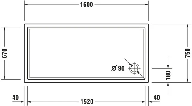 Duravit rechteck Duschwanne „Starck Slimline“ 160 × 75 cm 