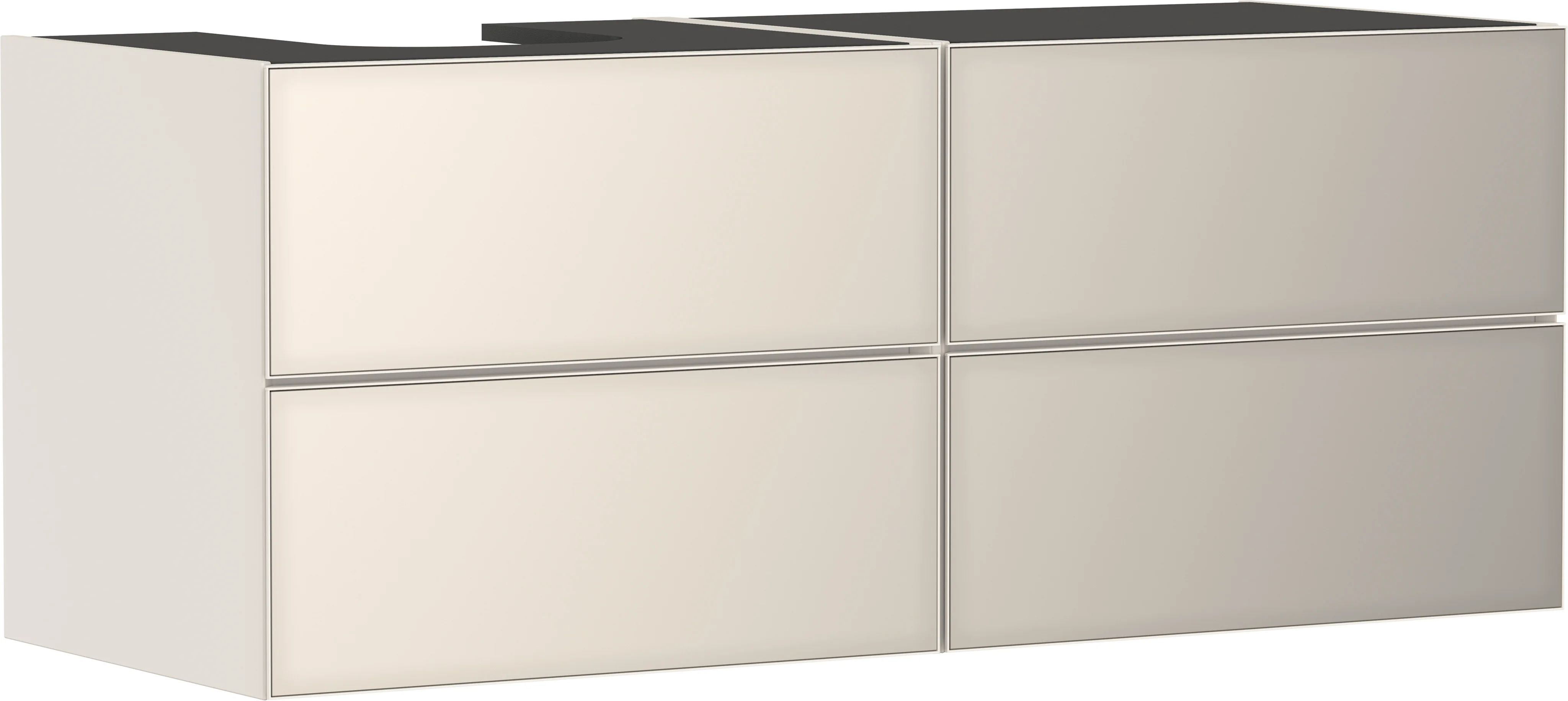 Hansgrohe Xevolos E Waschtischunterschrank Sandbeige Matt, 1370/550 mm, 4 Schubkästen, grifflos mit PushOpen und SoftClose, Wandmontage Hansgrohe Xevolos E Waschtischunterschrank Sandbeige Matt, 1370/550 mm, 4 Schubkästen, grifflos mit PushOpen und SoftClose, Wandmontage