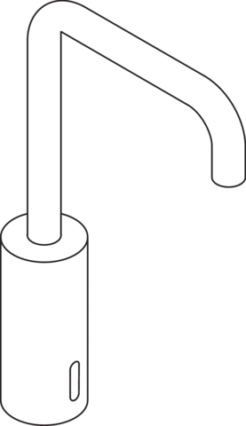 SENSORIC Waschtischarmatur elektr., verchr, Rundrohr, Batteriebetrieb