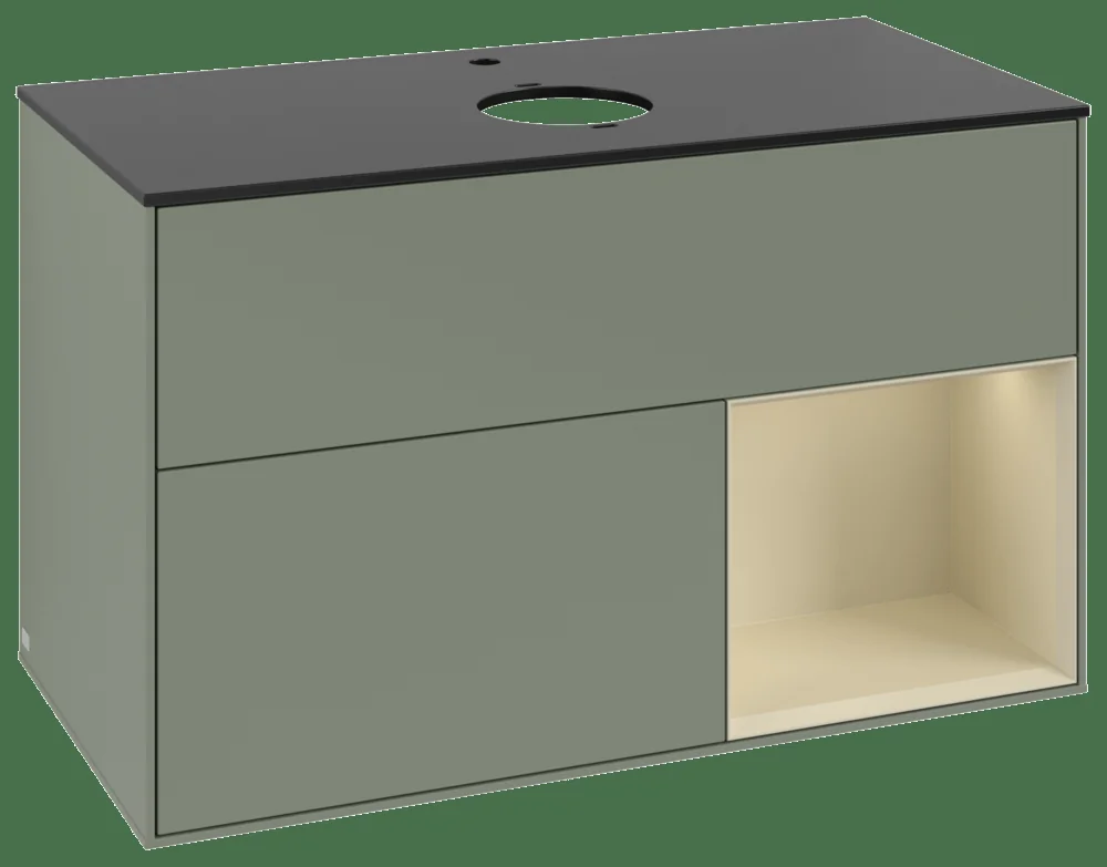 Villeroy & Boch Finion Waschbeckenunterschrank G78 1000x603x501mm Olive Matt/Silk Grey Matt/Glass Black Matt Villeroy & Boch Finion Waschbeckenunterschrank G78 1000x603x501mm Olive Matt/Silk Grey Matt/Glass Black Matt