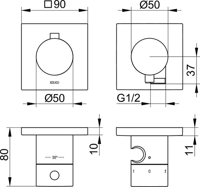 KEUCO EDITION 11 Thermostatarmatur-Set Unterputz für 3 Verbraucher mit Schlauchanschluss und Brausehalter KEUCO EDITION 11 Thermostatarmatur-Set Unterputz für 3 Verbraucher mit Schlauchanschluss und Brausehalter