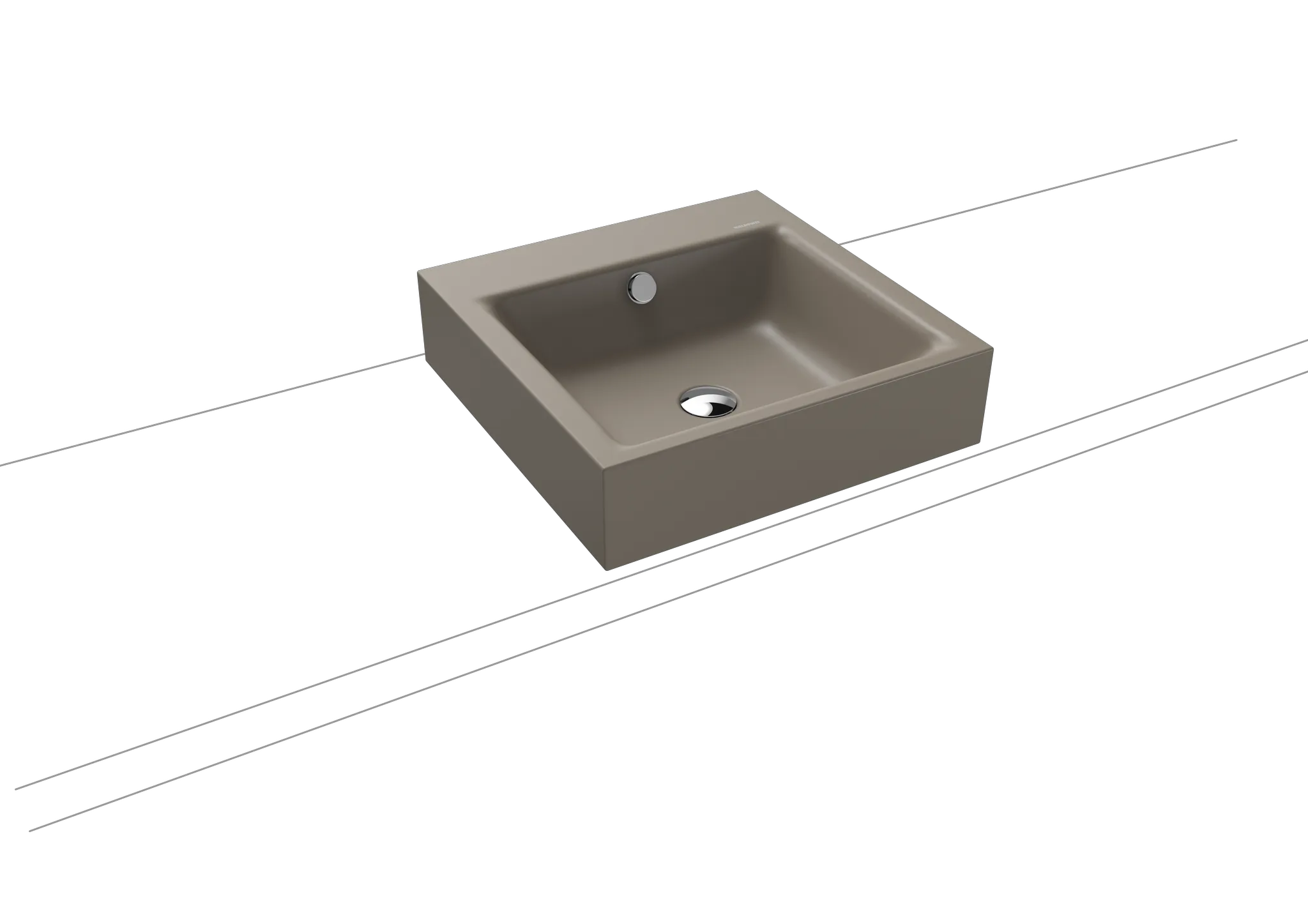 Aufsatzwaschtisch „Puro“ 46 × 46 cm, mit Überlauf, ohne Hahnlochbohrung in warm grey 60 mit Perl-Effekt