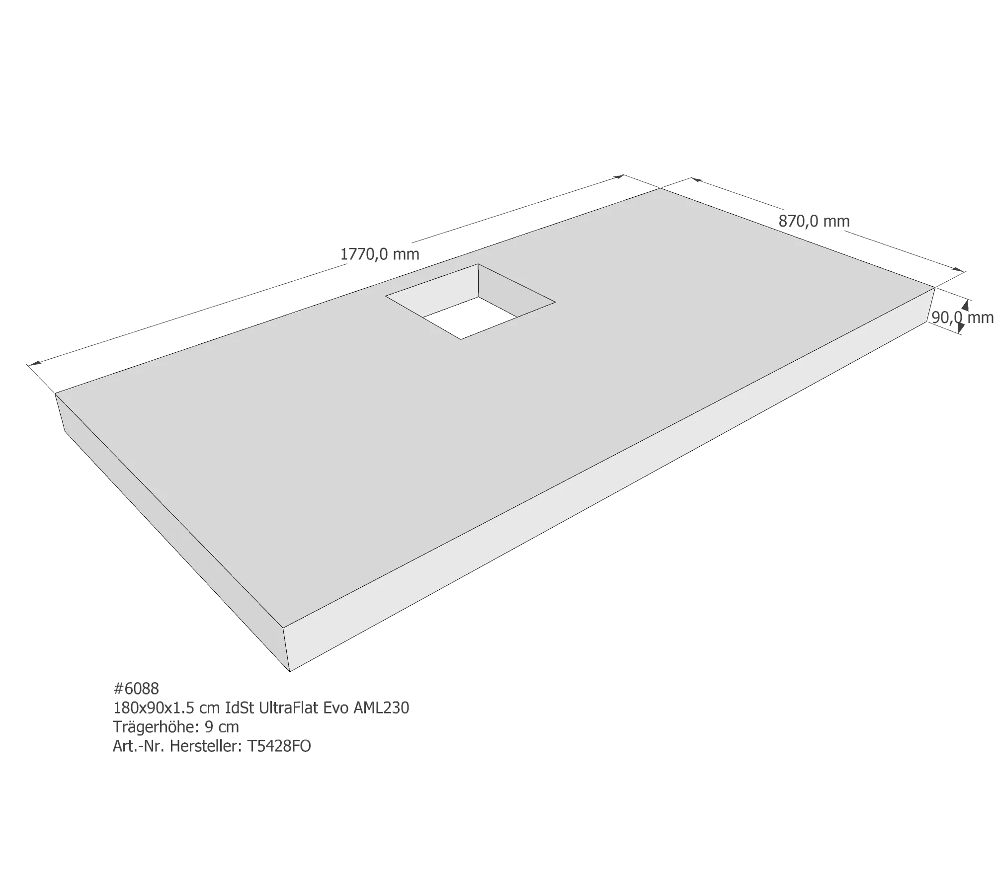 Duschwannenträger passend für Ideal Standard 180 × 90 × 1,5 cm
