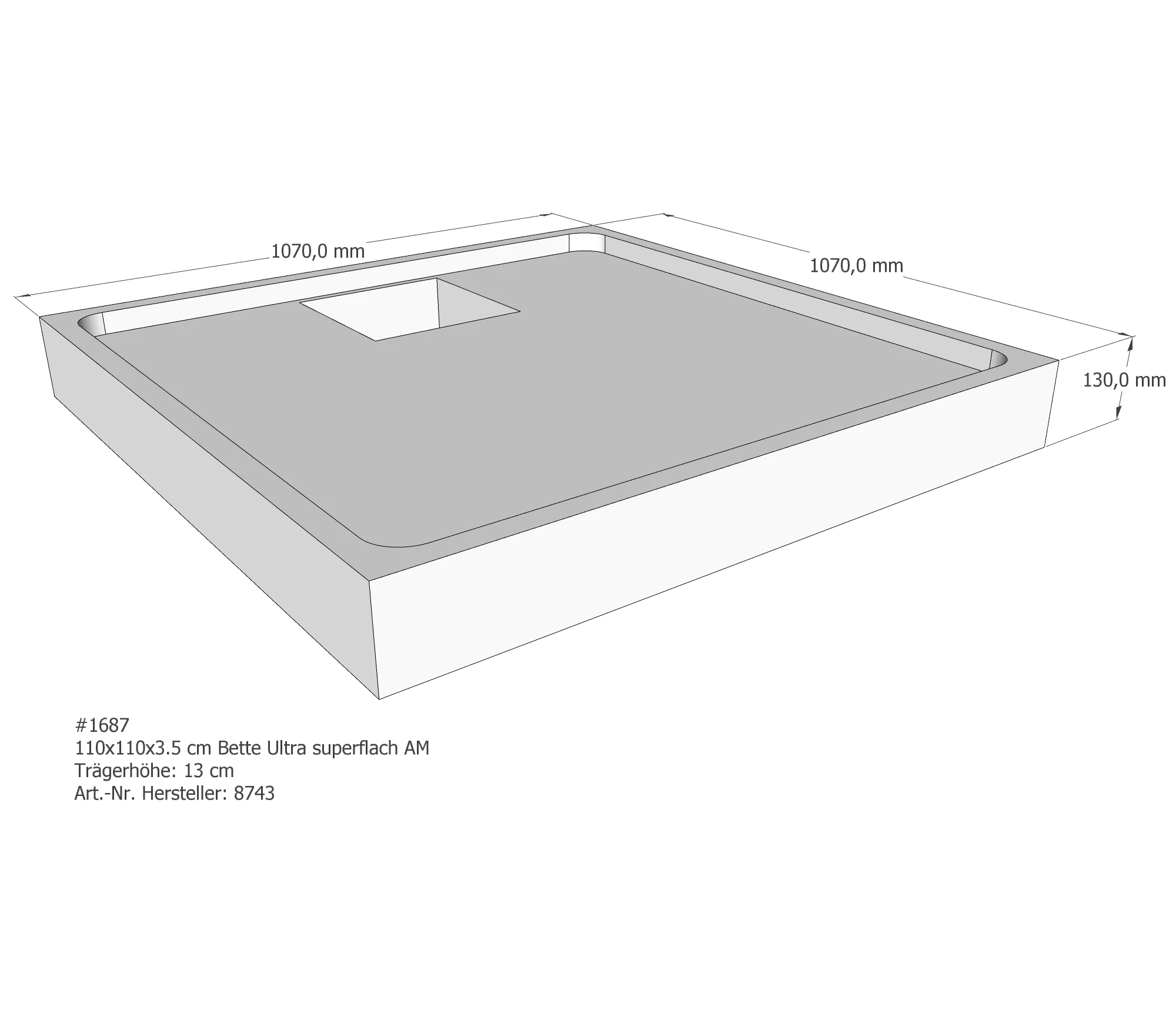 Duschwannenträger für Bette Ultra (superflach) 110 × 110 × 3,5 cm Duschwannenträger für Bette Ultra (superflach) 110 × 110 × 3,5 cm