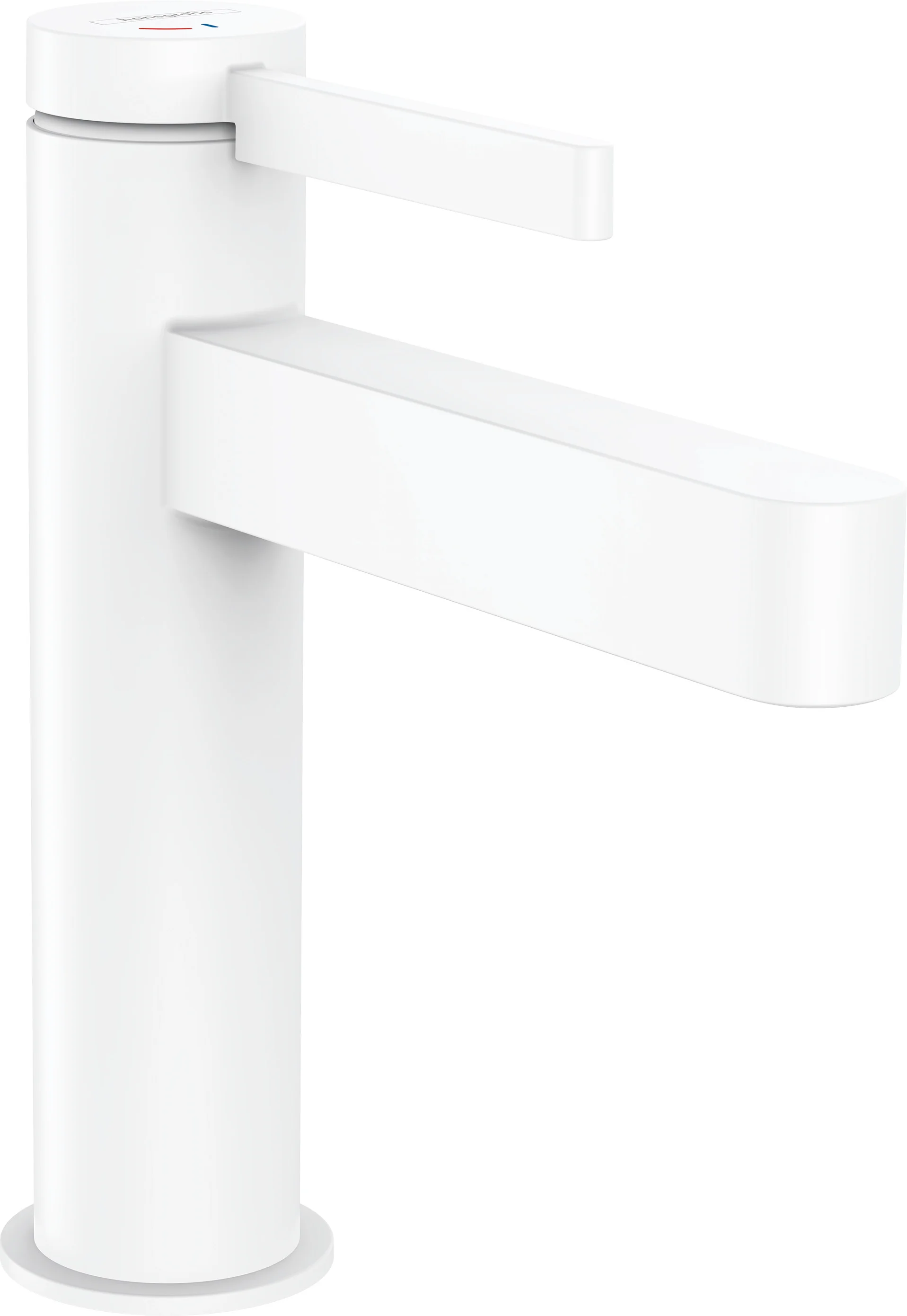 Hansgrohe Einhebel-Waschtischmischer Finoris CoolStart mattweiß, Ausladung 139 mm, Auslaufhöhe 113 mm, Laminarstrahl, max. Durchfluss 5 l/min, Keramikmischsystem, Push-Open Ablaufgarnitur G 11/4