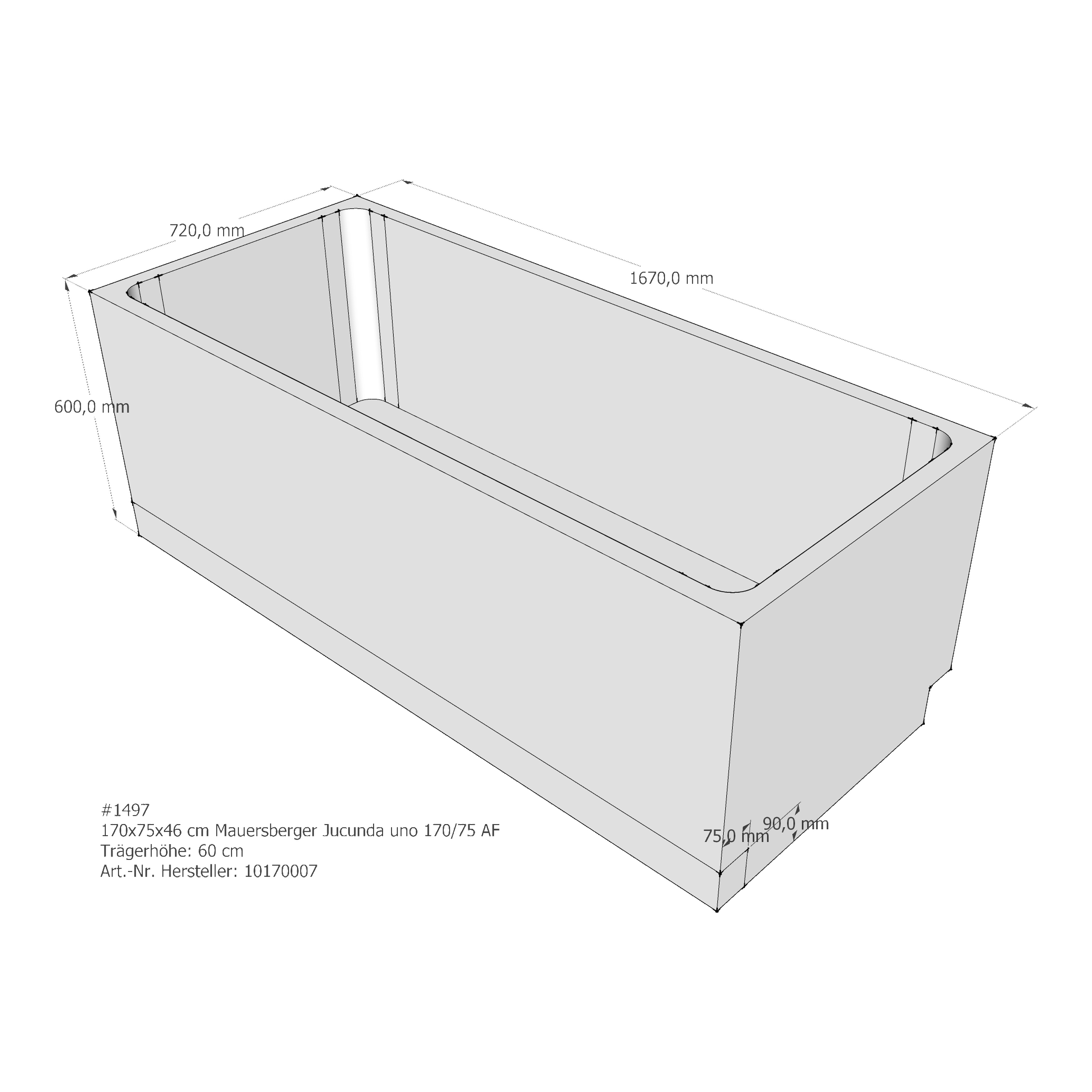 Badewannenträger für Mauersberger Jucunda 170/75 uno 170 × 75 × 46 cm Badewannenträger für Mauersberger Jucunda 170/75 uno 170 × 75 × 46 cm