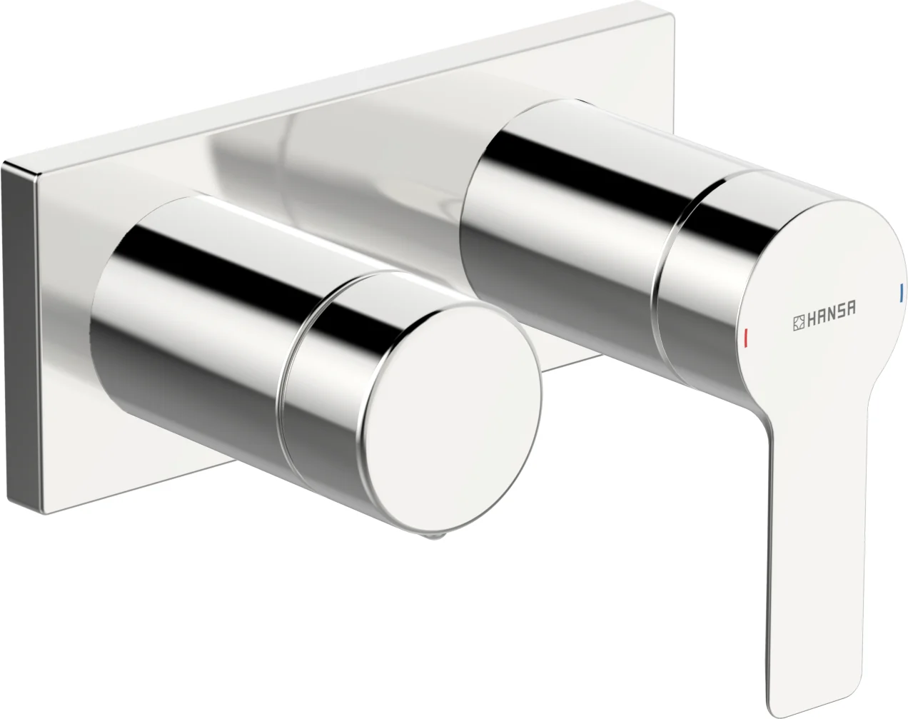 HansaLIGNA Wannen- und Brausearmatur Hansamatrix Einhebelmischer Fertigmontageset für Wanne/Brause 4455 Rosette eckig 4.0 Plattform Chrom