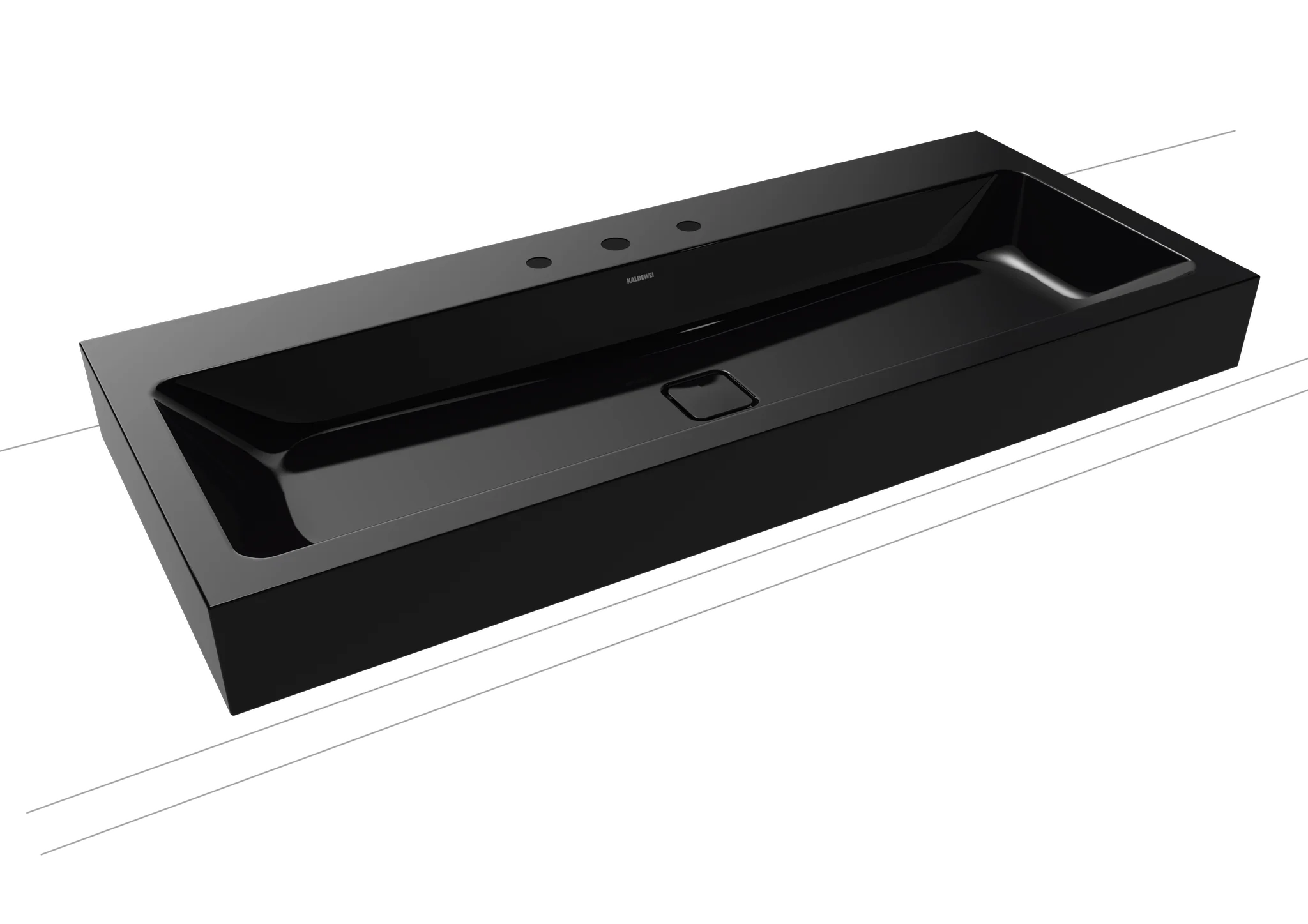 Kaldewei CONO Wandwaschtisch, schwarz, 1200x500 mm, 120 mm Randhöhe, ohne Überlauf, 3er Hahnlochbohrung