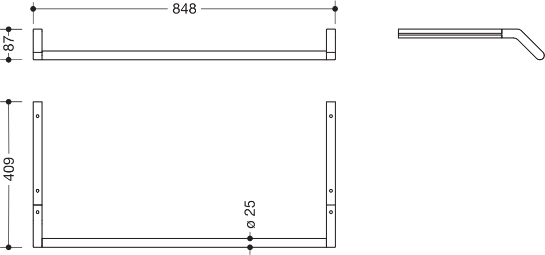 HEWI Ablage in 84,8 × 8,7 cm