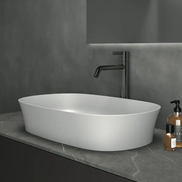Waschbecken „Ipalyss“ 60 × 38 × 12 cm in Seidenweiß