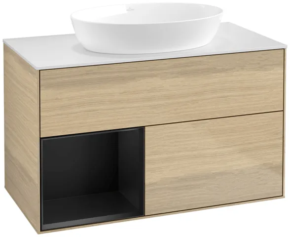 Villeroy & Boch Waschtischunterschrank „Finion“ für Schrankwaschtisch 1000 × 603 × 501 mm Oak Veneer, für Becken mittig, ohne Hahnlochbohrung Villeroy & Boch Waschtischunterschrank „Finion“ für Schrankwaschtisch 1000 × 603 × 501 mm Oak Veneer, für Becken mittig, ohne Hahnlochbohrung