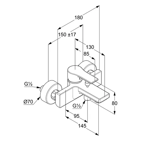 Kludi ZENTA SL Badewanne-Einhandmischer, DN 15, chrom
