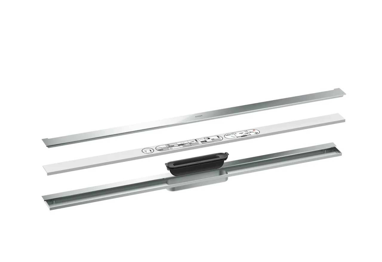 Hansgrohe AXOR Drain Fertigset Duschrinne 1000 mm wandangebunden Chrom Edelstahl V2A 1.4301 bis 18 mm Fliesenstärke