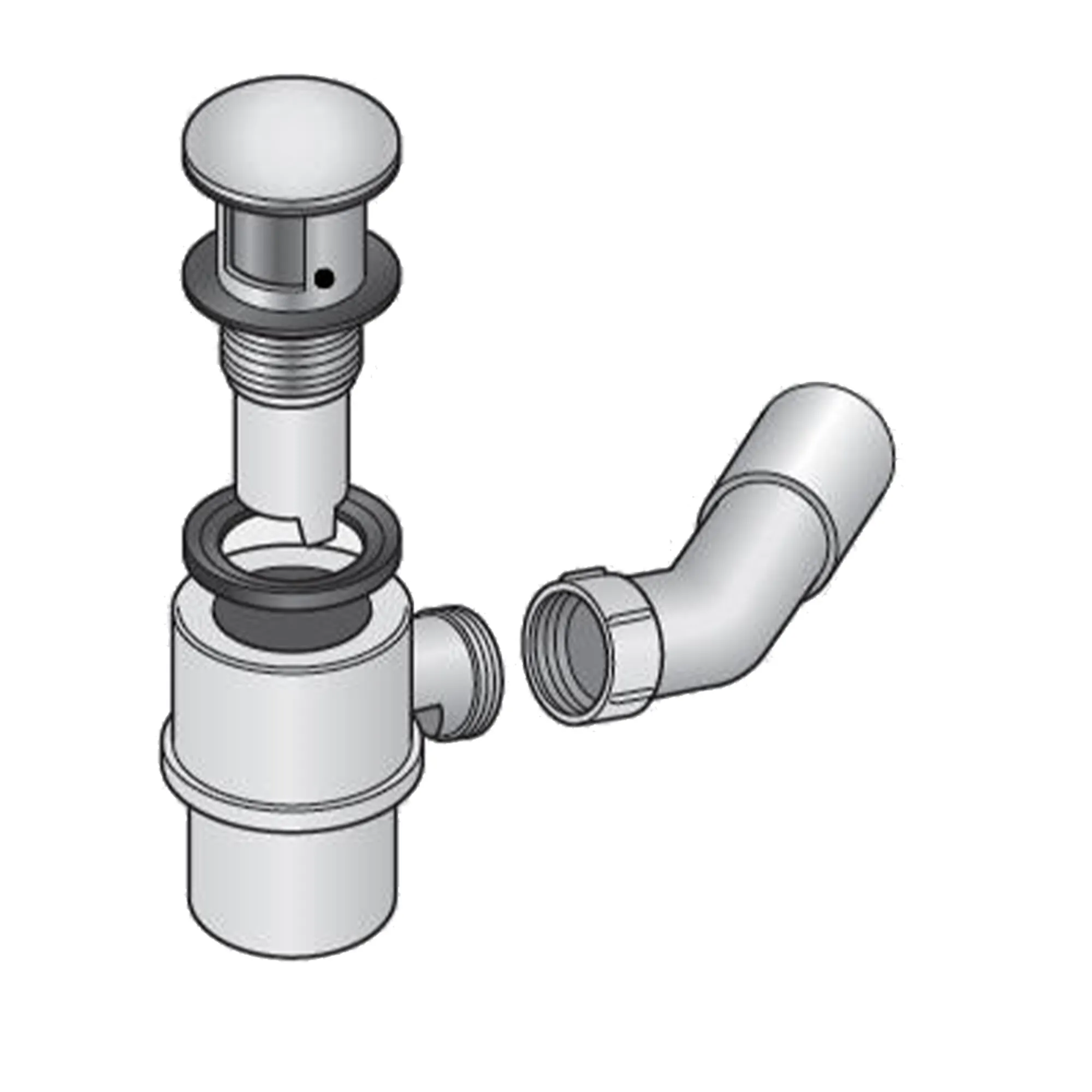 Klick-Klack Ablaufventil mit Abdeckung und Siphon für Badwannen chrom