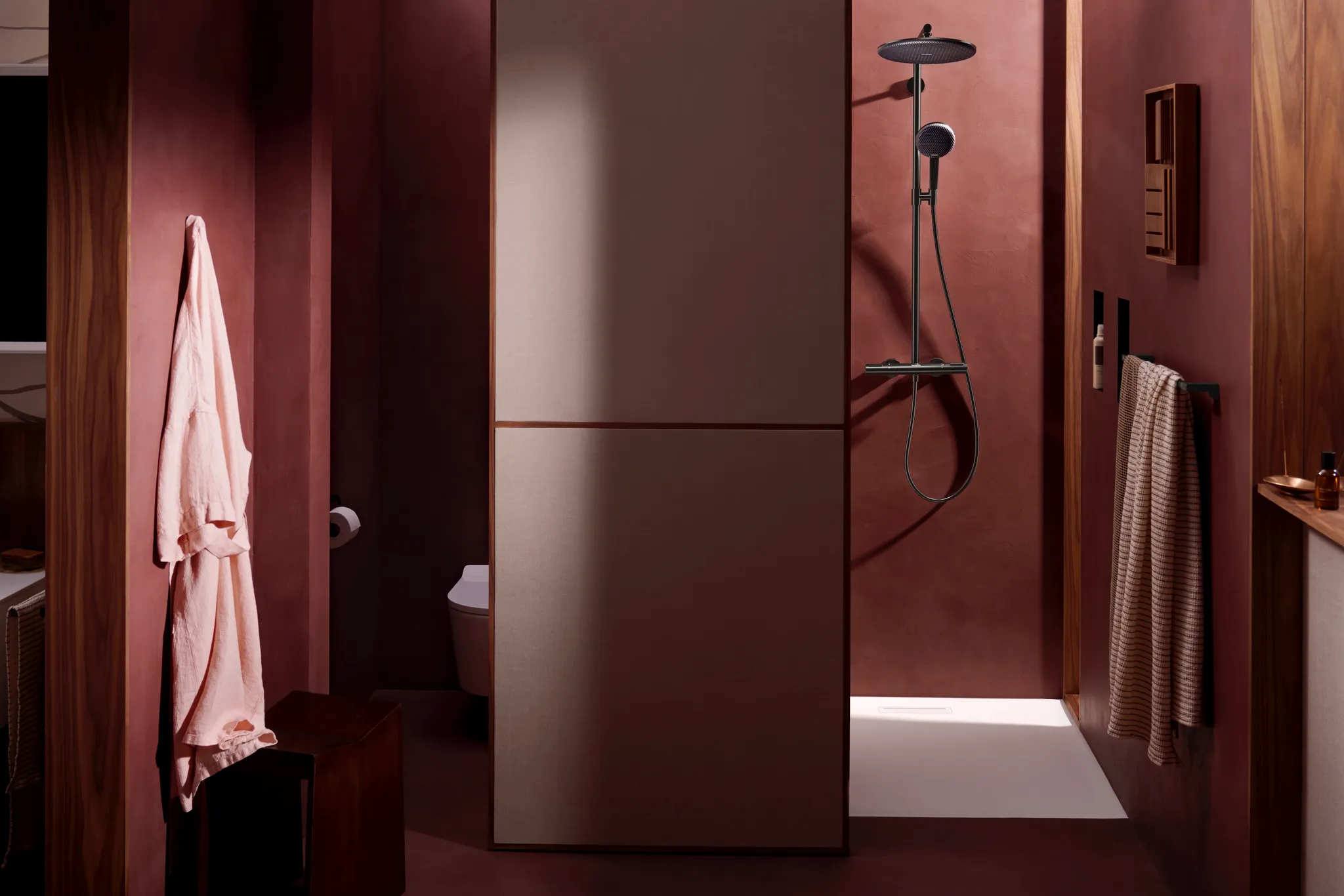 Hansgrohe Raindance Alive S Puro Showerpipe 300 1jet EcoSmart mit Ecostat Element, Brushed Black Chrome