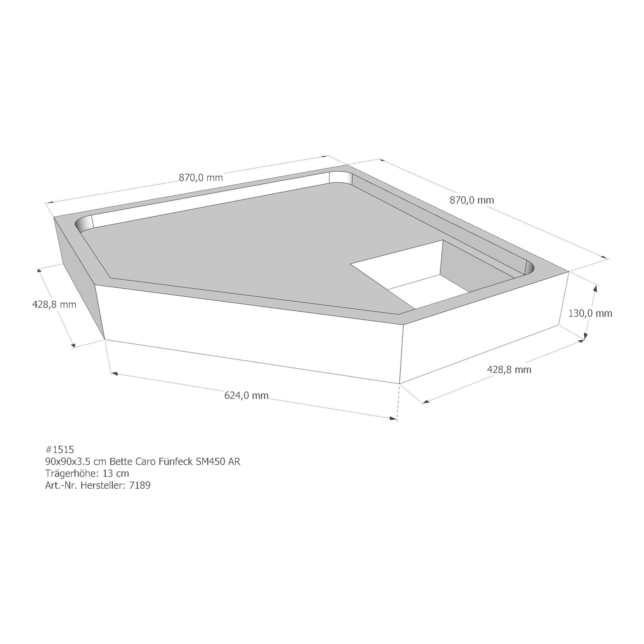 Duschwannenträger für Bette BetteCaro 90 × 90 × 3,5 cm