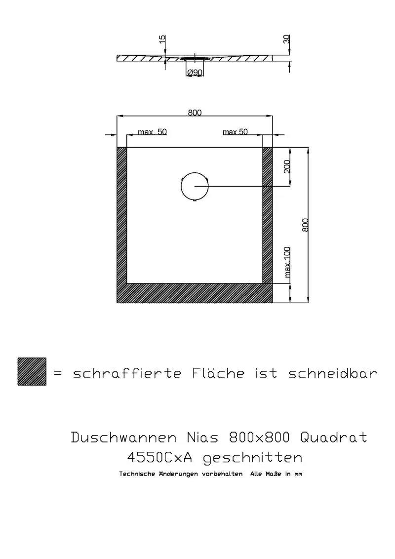 Hoesch Nias Duschwanne Mineralguss Solique, 800x800x30, Weiß Hoesch Nias Duschwanne Mineralguss Solique, 800x800x30, Weiß
