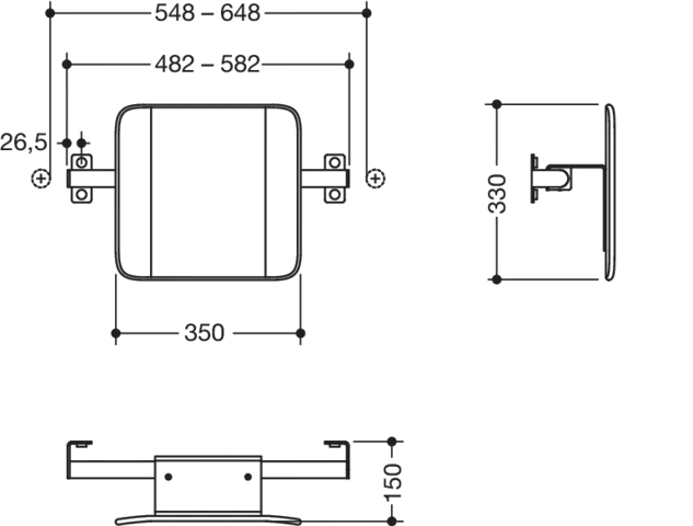 Rückenst. (BS), Sys 900, T:150, SK- Griff (B),schliff signalweiß Rückenst. (BS), Sys 900, T:150, SK- Griff (B),schliff signalweiß