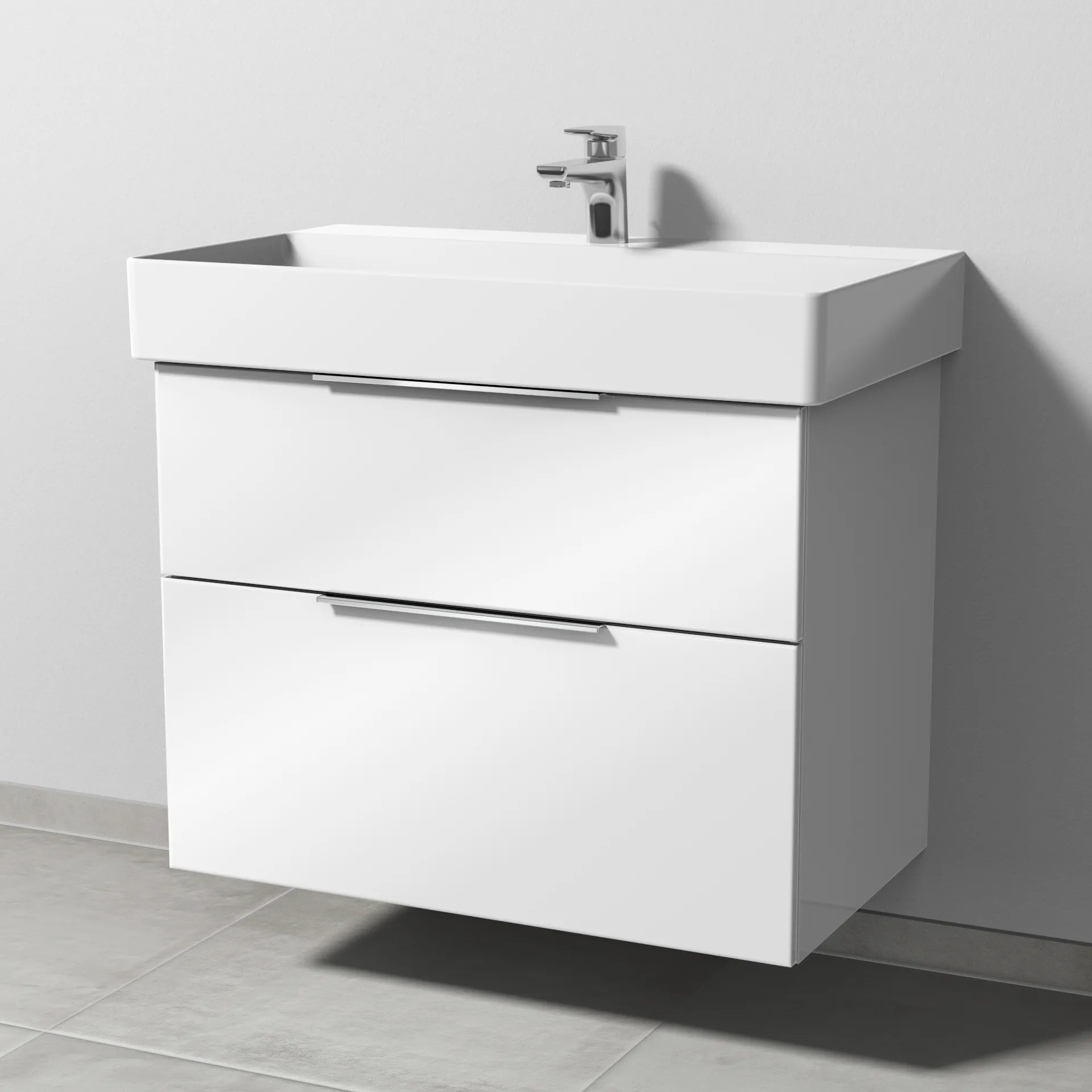 Sanipa Waschtischunterschrank „3way“ passend zu Keramik-Waschtische Dura Square von Duravit 750 × 588 × 447 mm in Weiß (glanz)
