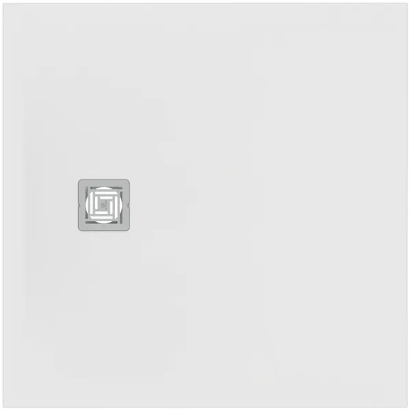 Ideal Standard Quadrat-Brausewanne Ultra Flat S +, Carraraweiß, 1000x1000 mm, Ablauf 25 cm Mitte/Seite, 30 mm Höhe