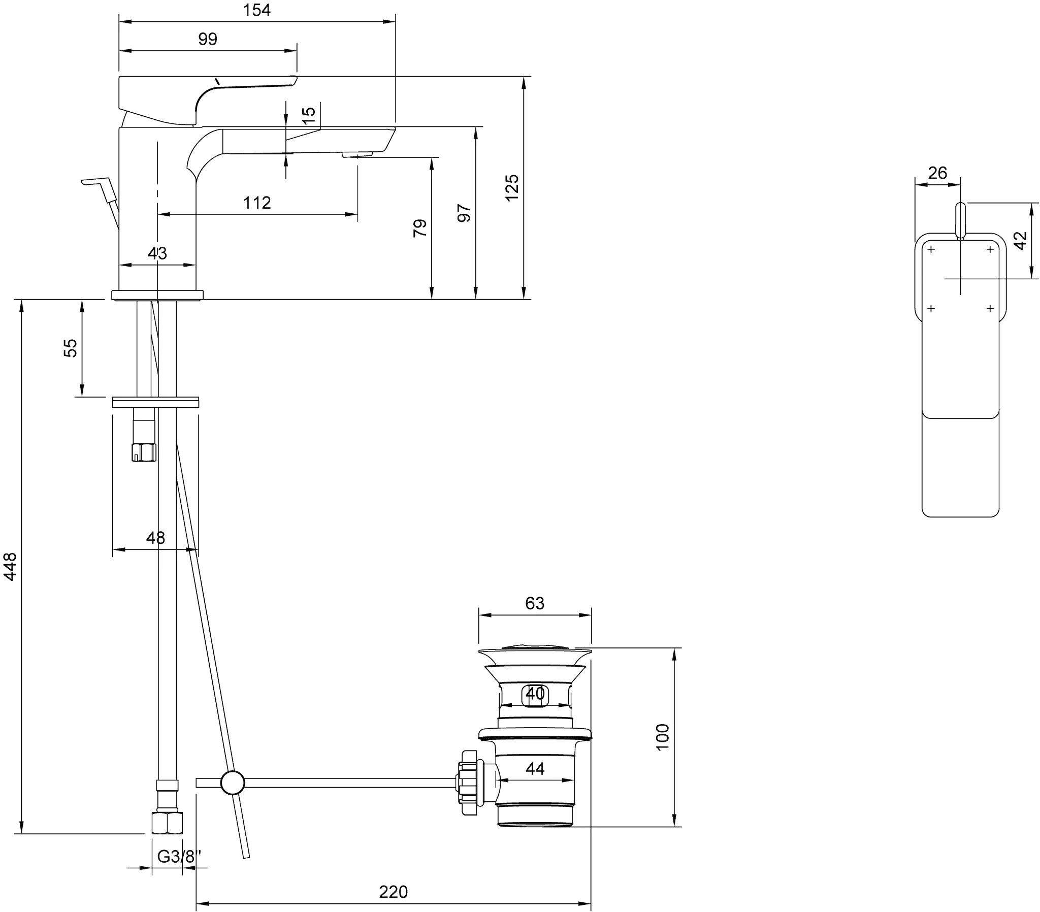 Villeroy & Boch Subway 3.0 Einhebel-Waschtischarmatur, 51x125x154mm, Zugstangen-Ablaufgarnitur, K5 Matt Black Villeroy & Boch Subway 3.0 Einhebel-Waschtischarmatur, 51x125x154mm, Zugstangen-Ablaufgarnitur, K5 Matt Black