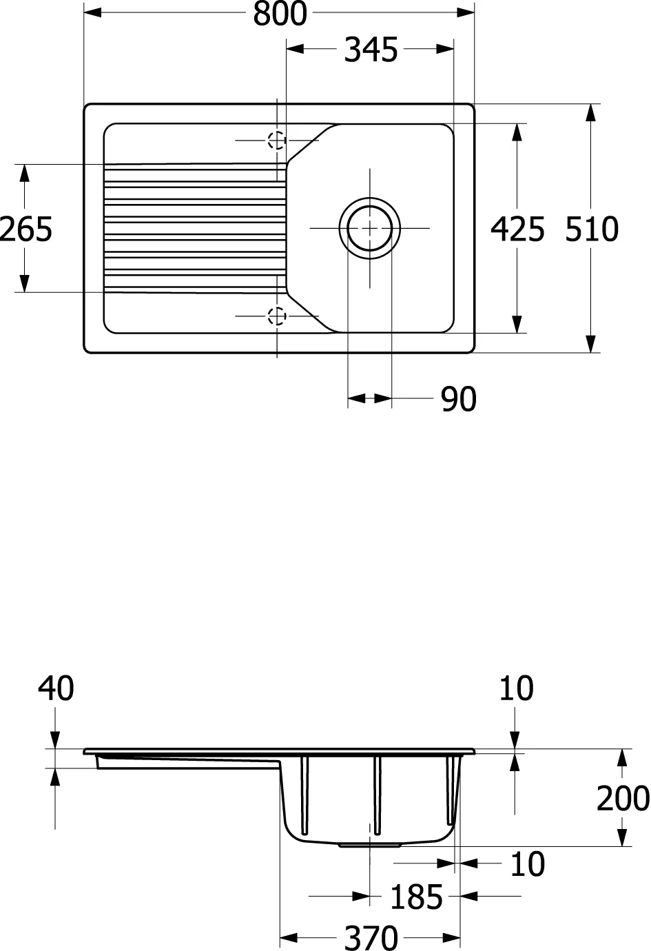Villeroy & Boch Linara 45 Einbauspüle, 800 x 510 mm, TitanCeram, Almond CeramicPlus