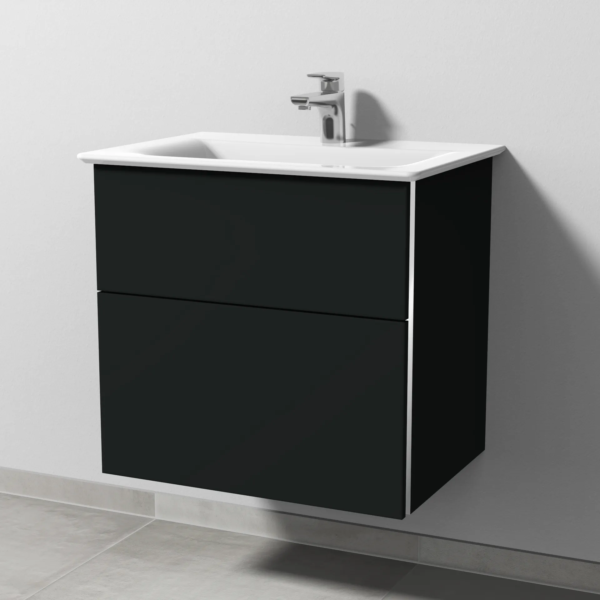 Sanipa Waschtischunterschrank „3way“ passend zu Keramik-Waschtische Connect Air von Ideal Standard 590 × 585 × 437 mm in Vulkan (matt)