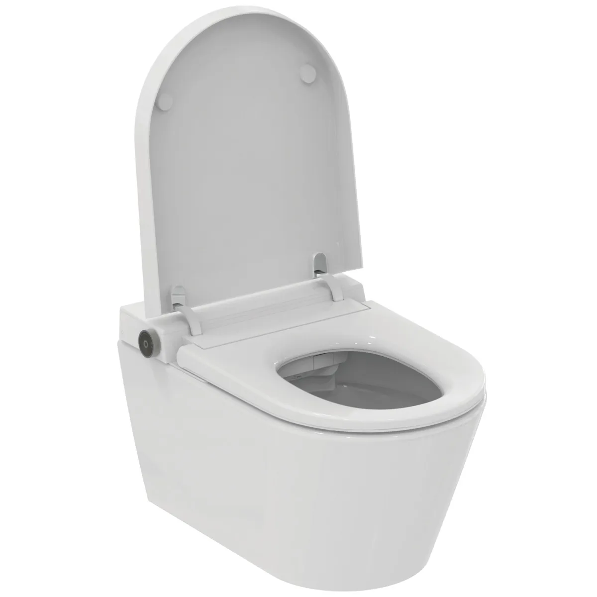 Wandtiefspül-WC mit Sitz i.life E ohne Spülrand mit Duschfunktion Weiß