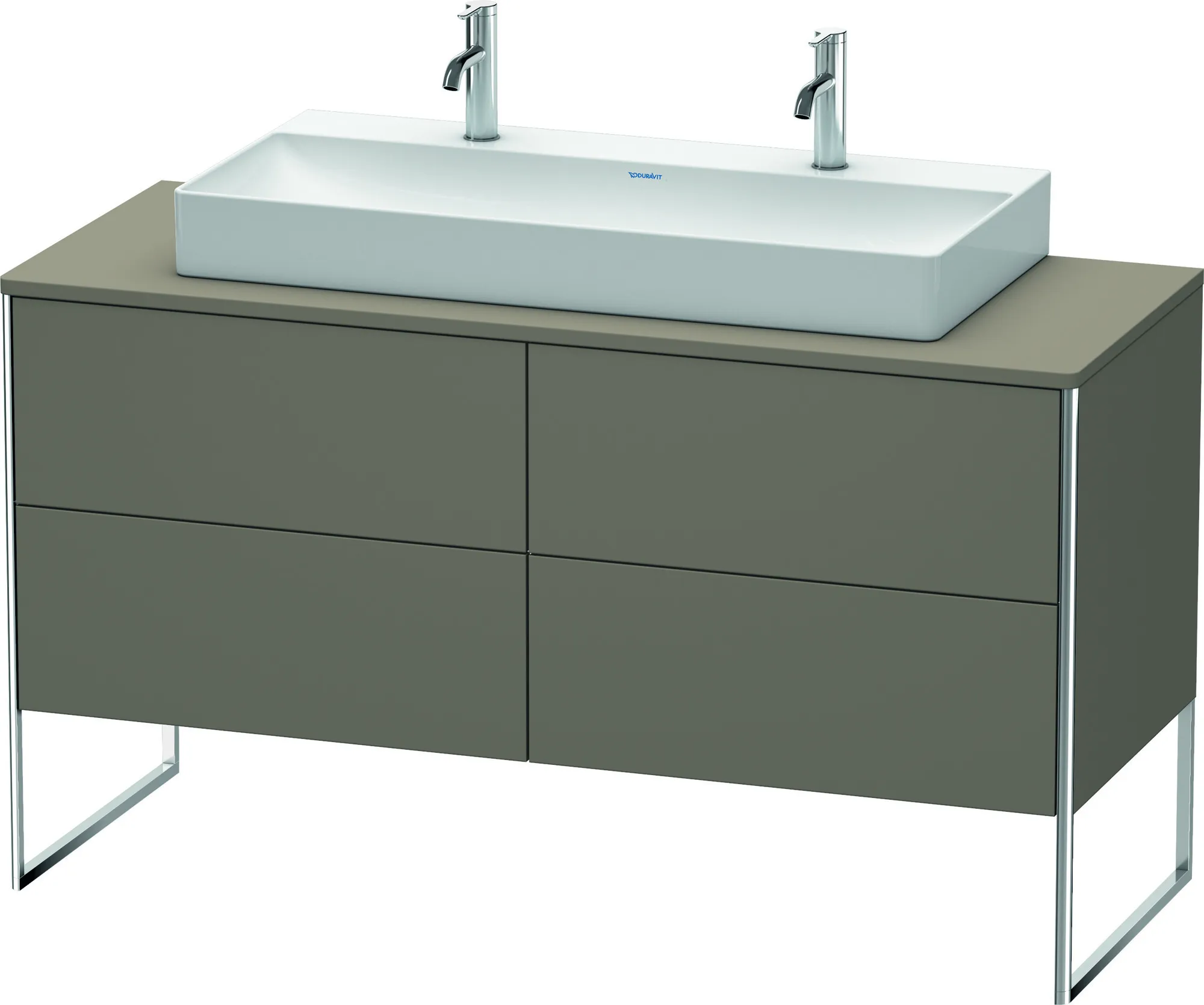 Duravit Waschtischunterschrank bodenstehend „XSquare“ 140 × 77,8 × 54,8 cm Flannel Grey Seidenmatt Duravit Waschtischunterschrank bodenstehend „XSquare“ 140 × 77,8 × 54,8 cm Flannel Grey Seidenmatt